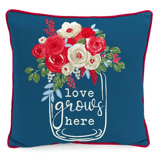 Jordan Manufacturing Love Grows Floral Outdoor Throw Pillow - image 