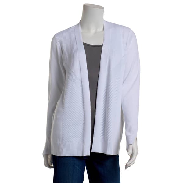 Womens 89th & Madison Long Sleeve Solid Stripe Cardigan - image 