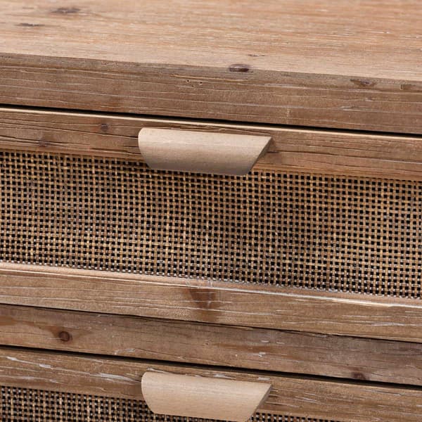 Baxton Studio Calida Finish Wood/Rattan 3-Drawer Nightstand