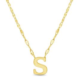 Sterling Silver Gold Polished S Initial Pendant Necklace