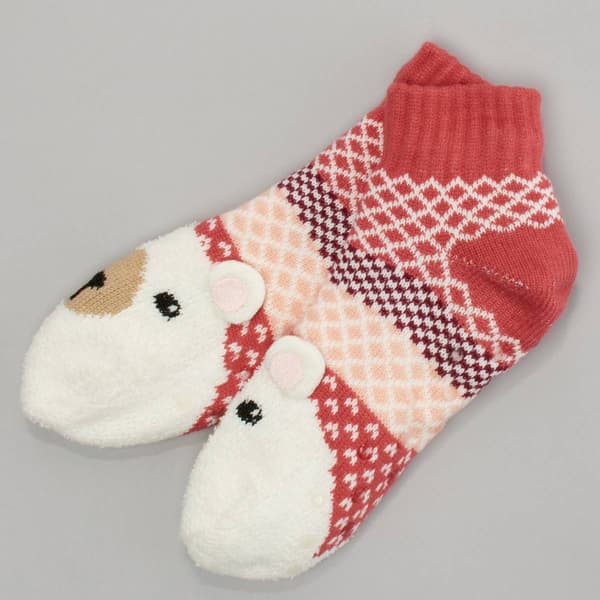 Womens Fuzzy Babba Short Cozy Warmer Ribbed Bear Slipper Socks