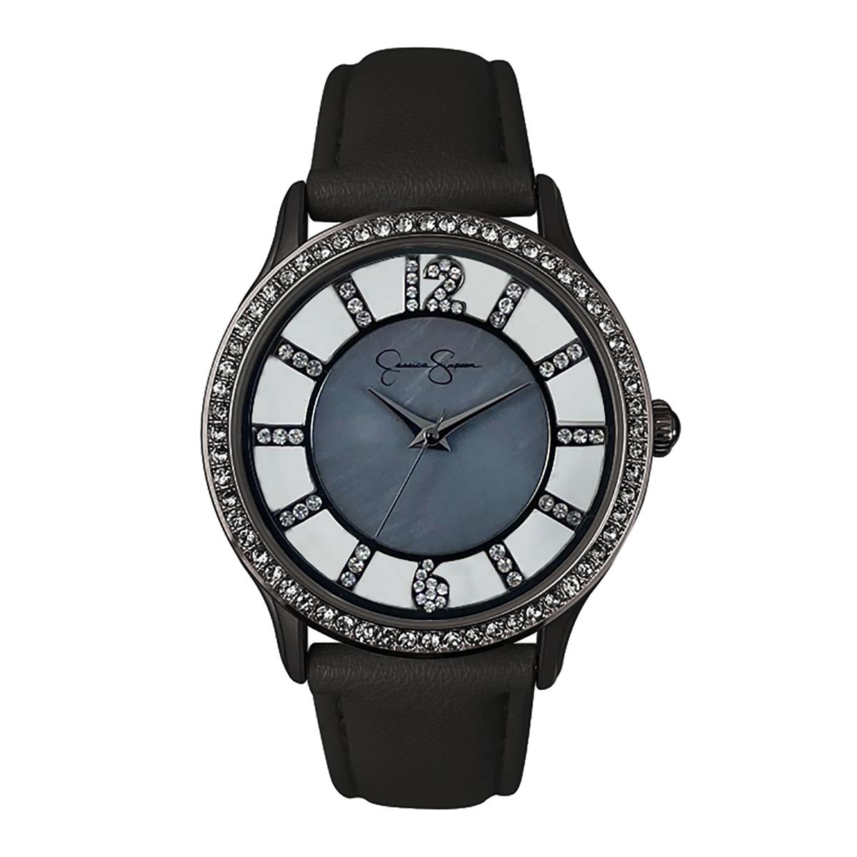 Womens Jessica Simpson Gunmetal/Mother of Pearl Watch -...