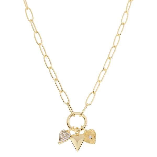 Athra 14kt. Gold over Brass Chain Heart Charms Pendant Necklace - image 