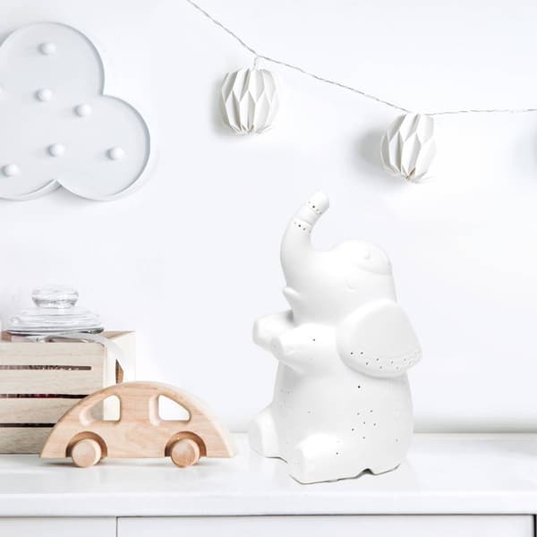 Simple Designs Porcelain Elephant Shaped Table Lamp