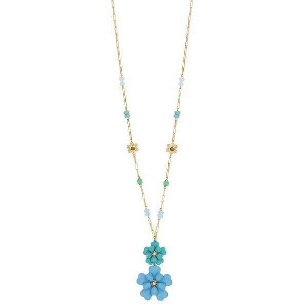 Ashley Cooper(tm) Gold-Tone Double Multi Blue Flower Pendant - image 