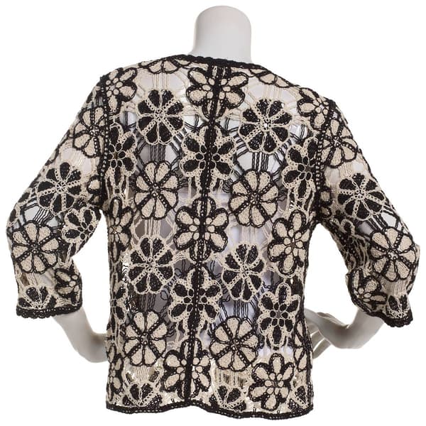 Womens Rabbit Rabbit Rabbit Embroidered Floral Shrug
