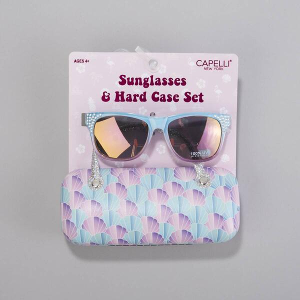 Girls Capelli&#40;R&#41; New York Ombre Gem Sunglasses & Shells Case - image 