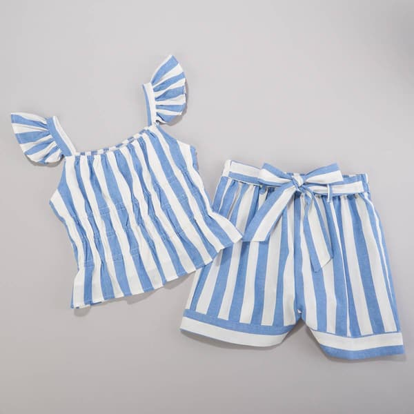 Girls &#40;7-16&#41; Rare Editions Stripe Smocked Tank Top & Shorts Set