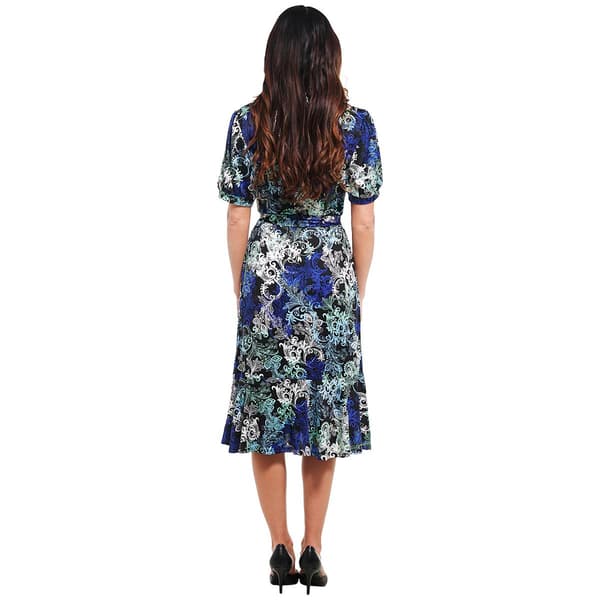 Womens NY Collection Elbow Sleeve Print Wrap Dress