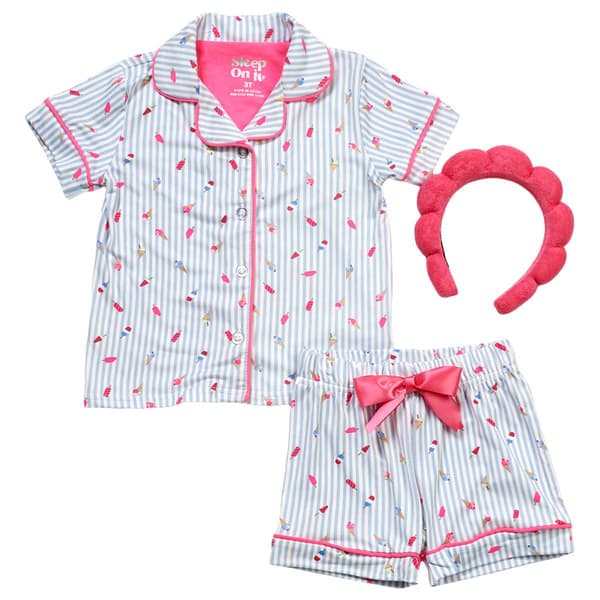 Toddler Girl Sleep On It(R) 3pc. Striped Ice Cream Pajama Set - image 