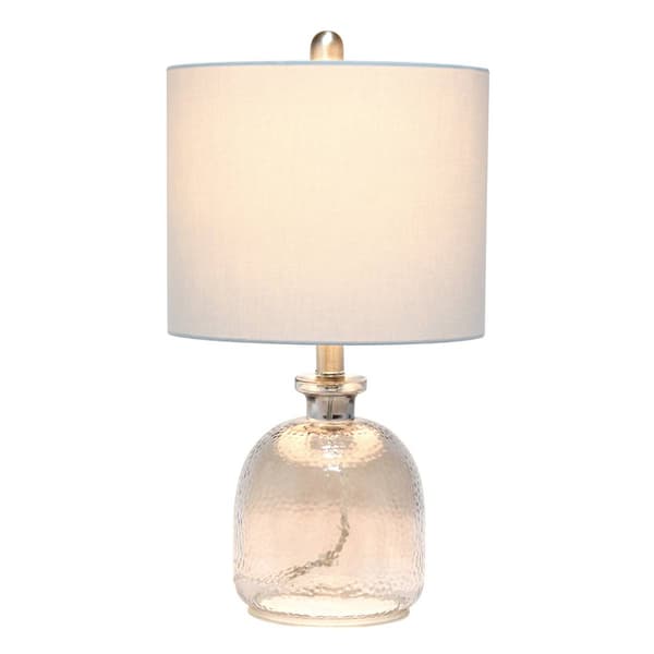 Lalia Home Smokey Grey Hammered Glass Jar/Linen Shade Table Lamp - image 