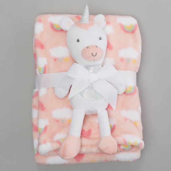 Baby Gear(R) Rainbow & Hearts Blanket with Unicorn Doll - image 