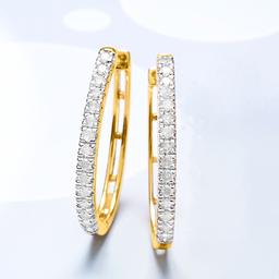 Diamond Classics(tm) 1/4ctw. Diamond Gold &amp; Silver Hoop Earrings