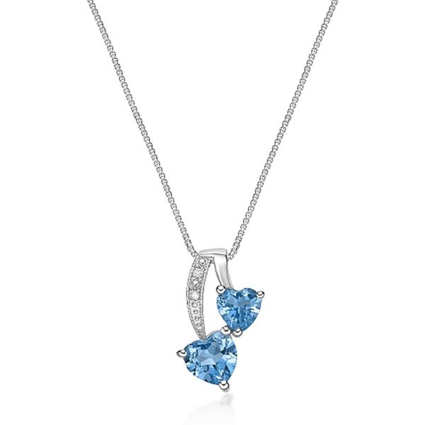 Gemminded Sterling Silver 5mm Heart Created Blue Topaz Pendant - image 