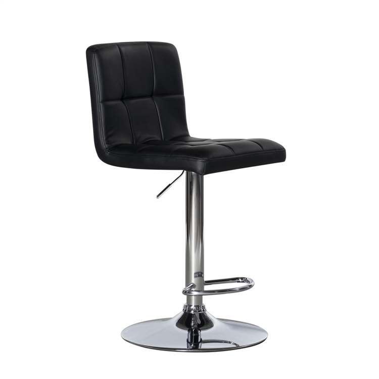Linon Home Decor Brandt Black Faux Leather Adjustable Barstool