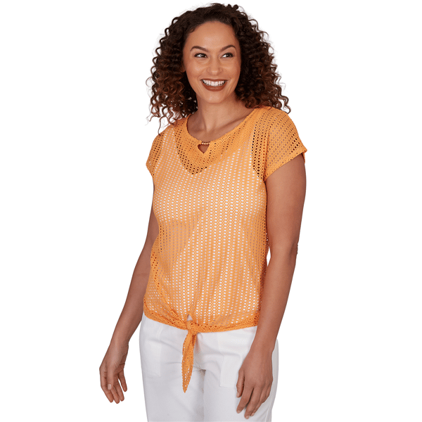 Womens Hearts of Palm Fun in the Sun Textured Knit Blouse