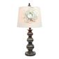 Elegant Designs Age Bronze Ball Lamp w/Couture Linen Flower Shade - image 1