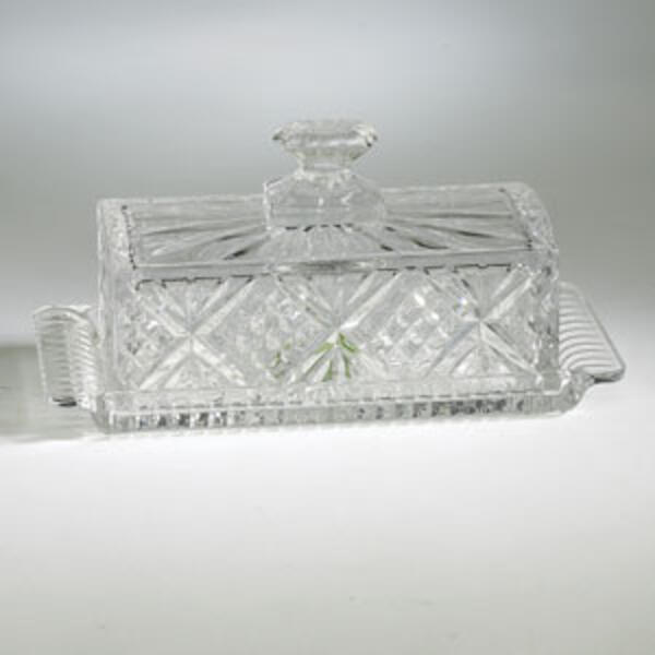 Godinger Dublin Crystal Covered Butter Dish - image 