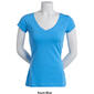 Juniors Aveto Short Sleeve V-Neck Soft Stretch Knit Solid Top - image 6