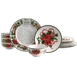 222 Fifth Holiday Festivities 12pc. Porcelain Dinnerware Set