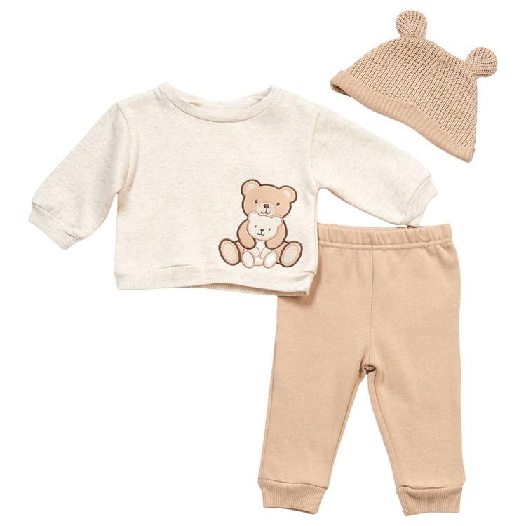 Baby Boy (NB-9M) Chick Pea 3pc. Bear Graphic Joggers Set w/ Hat