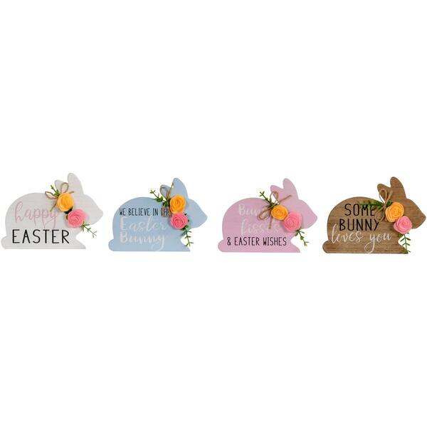 Northlight Seasonal Wooden Bunny Easter Signs - Set of 4 - image 