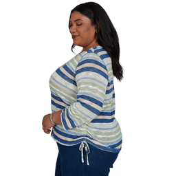 Plus Size Alfred Dunner Indigo Girls Splice Stripe Sweater