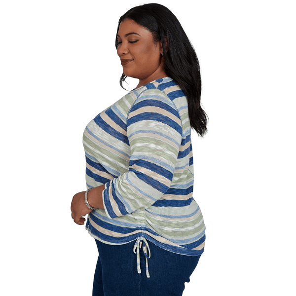 Plus Size Alfred Dunner Indigo Girls Splice Stripe Sweater