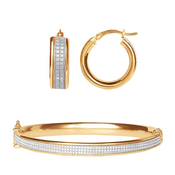 Ellen Tracy Gold-Plated Bangle & Hoop Earrings Set - image 