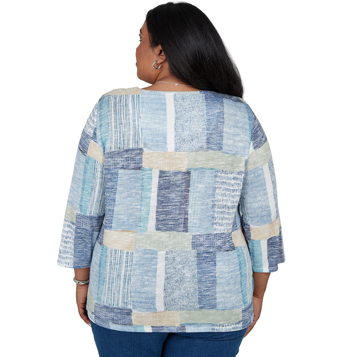 Plus Size Alfred Dunner Ann Arbor Geometric Patchwork Blouse