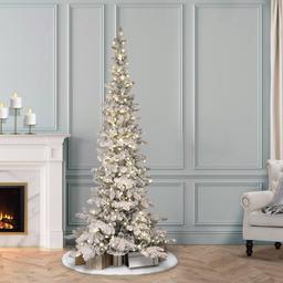 Puleo International 6.5ft. Pre-Lit Flocked Pine Christmas Tree