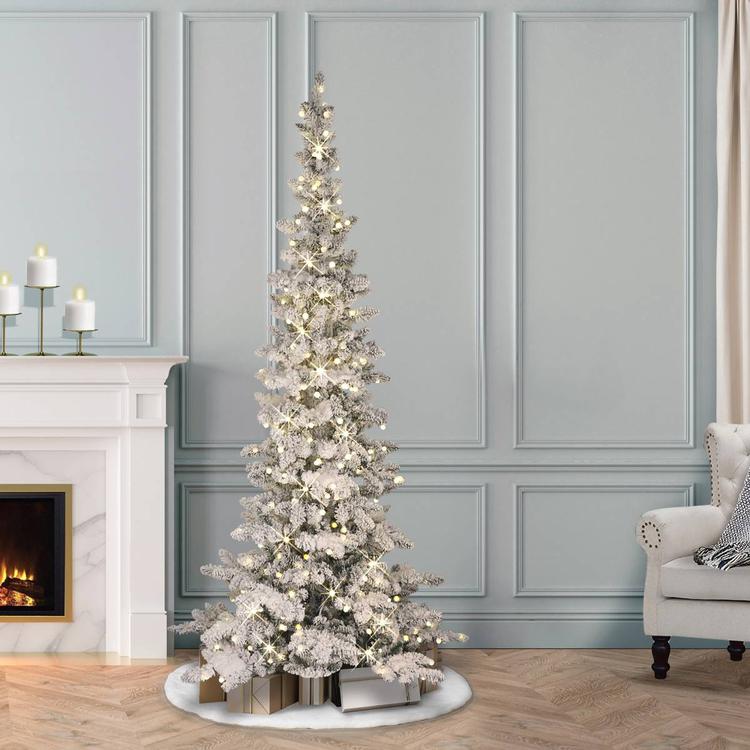 Puleo International 6.5ft. Pre-Lit Flocked Pine Christmas Tree