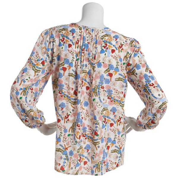 Womens Tommy Hilfiger Sport 3/4 Sleeve Tie White Floral Blouse