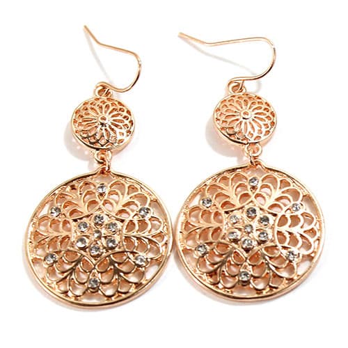 Adrienne Vittadini Rose Gold Filigree Earrings - image 