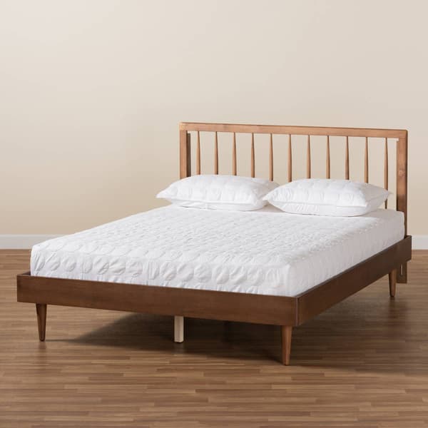 Baxton Studio Sora Ash Walnut Wood Queen Size Platform Bed