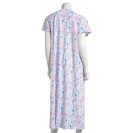 Womens White Orchid Floral Garden Henley Pin Tuck Nightgown