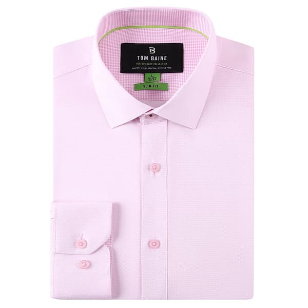 Mens Tom Baine Slim Fit Geo Performance Dress Shirt - Pink