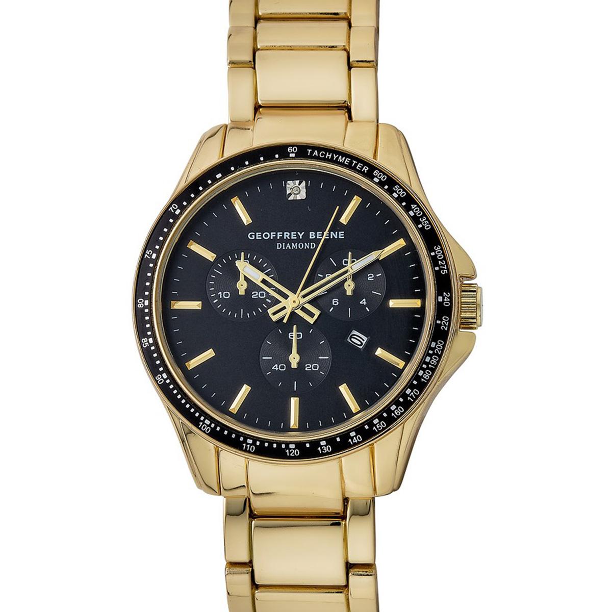Mens Geoffrey Beene® Gold-Tone Diamond Bracelet Watch -...