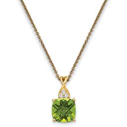 Gemstone Classics(tm) 14kt. Yellow Gold Peridot Diamond Necklace