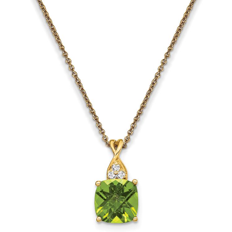 Gemstone Classics(tm) 14kt. Yellow Gold Peridot Diamond Necklace