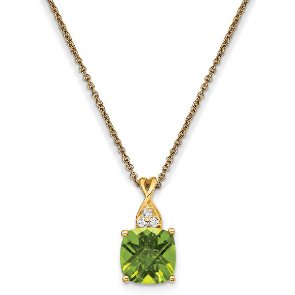Gemstone Classics&#40;tm&#41; 14kt. Yellow Gold Peridot Diamond Necklace - image 