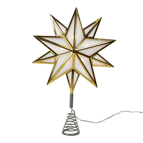 Kurt Adler 10-Point Warm White LED Gold Star Tree Topper