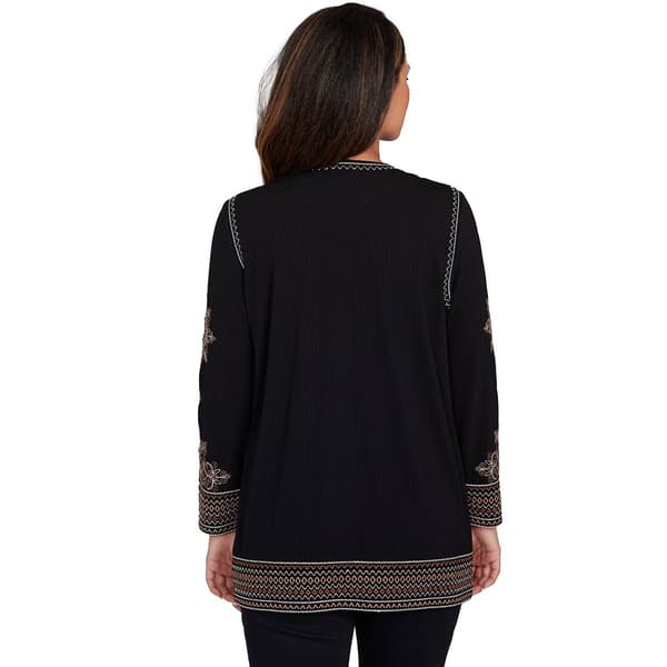 Womens Ruby Rd. New Neutrals Ribbed Slinky Embroidered Jacket