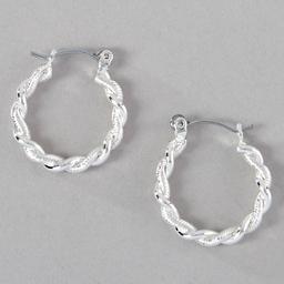 Design Collection Silver Rope Twist Hoop Earrings