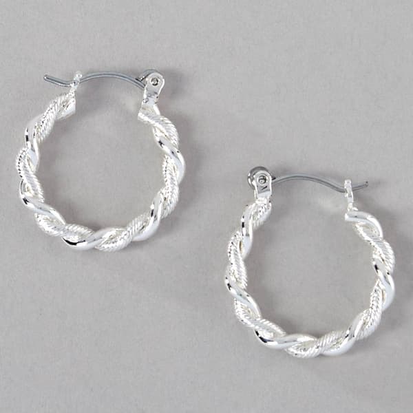 Design Collection Silver Rope Twist Hoop Earrings - image 