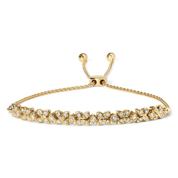 Haus of Brilliance Gold Plated 1/4ctw. Diamond Link Bolo Bracelet - image 