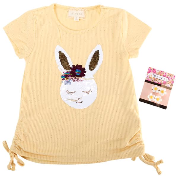 Girls &#40;4-6x&#41; BTween&#40;R&#41; Flip Sequin Bunny Cinch Top w/ Accessory - image 