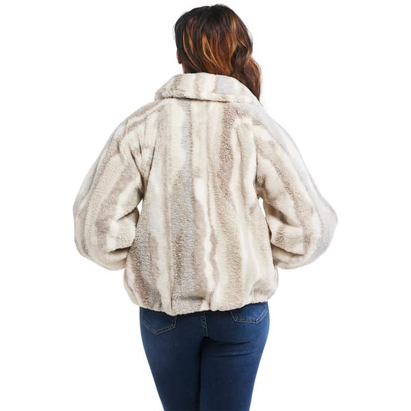 Womens Democracy Long Blouson Sleeve Fur Raglan Bomber Jacket