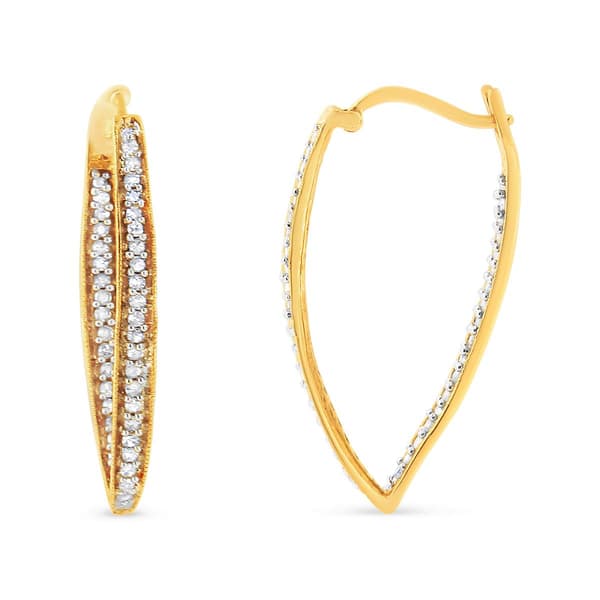 Haus of Brilliance Yellow Gold Diamond Modern Hoop Earrings