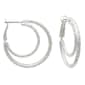 Freedom Silver-Tone Clutchless Double Textured Hoop Earrings - image 2
